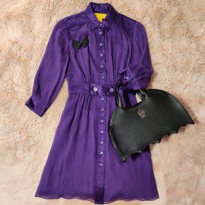 Catherine Malandrino Violet Purple Silk Shirtwaist Dress